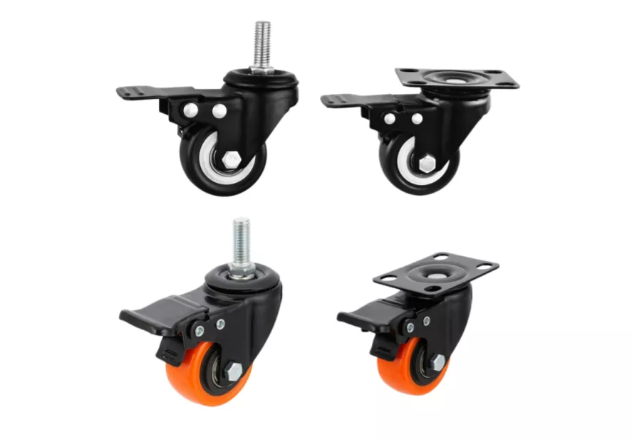 1.5/2 Inch Light Duty PU Caster Wheels | Quiet & Floor-Safe Casters for Studios, Tool Carts & Small Factories