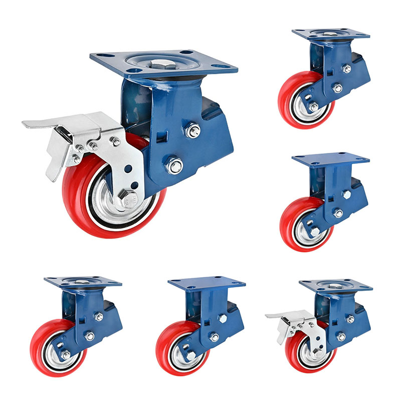 Heavy Duty Shock Absorber Casters Blue Bracket