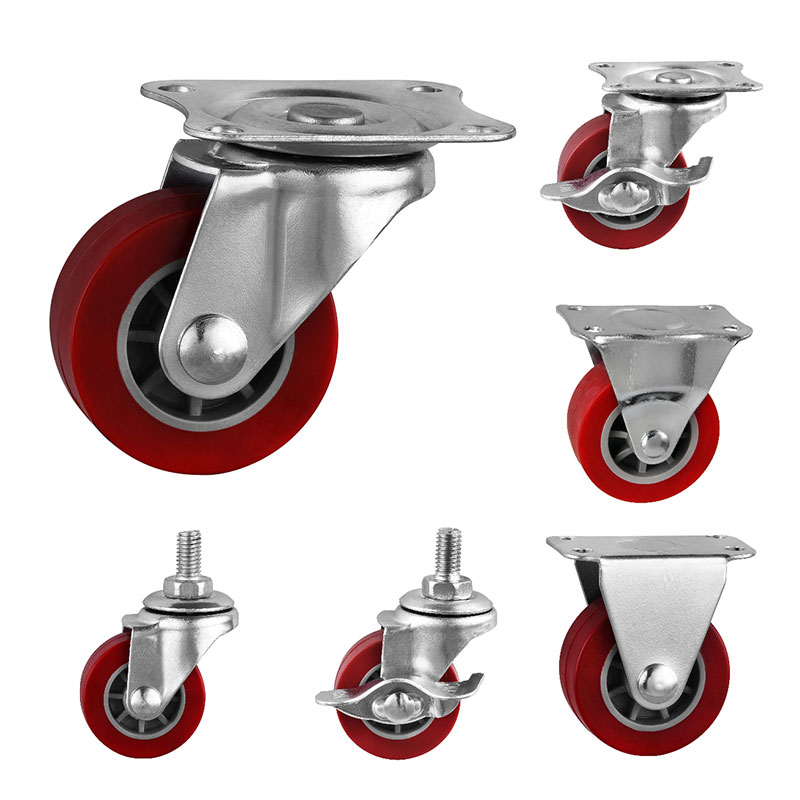 Light Duty Casters Maroon PU Wheels