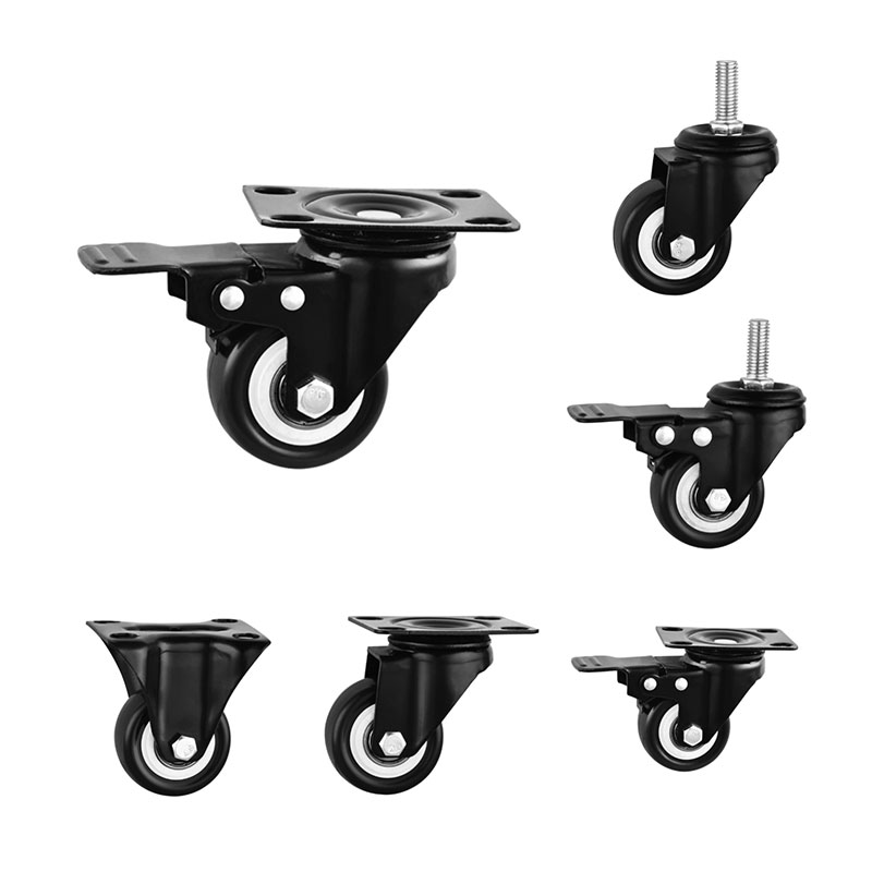 Light Duty Casters with Black PU Wheels
