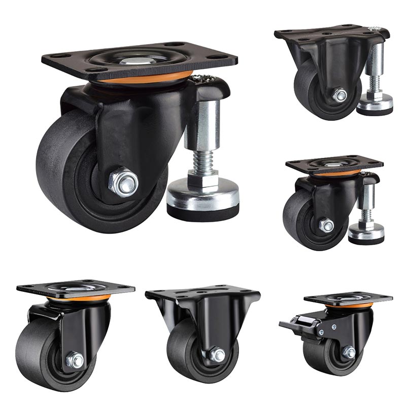 Low Profile Polyamide Casters Hole Spacing 76x56mm