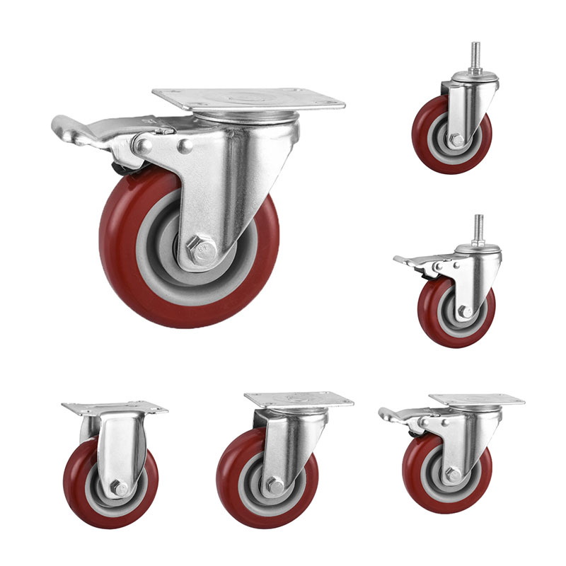 Medium Duty Casters PU Wheels Bearing