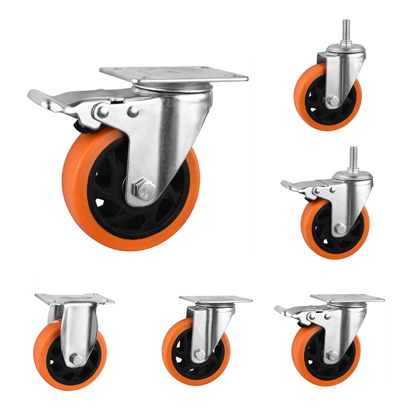 Medium Duty Casters with Orange Wheels