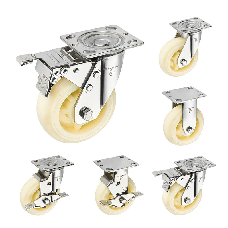 SUS304 Heavy Duty Casters Nylon Wheels
