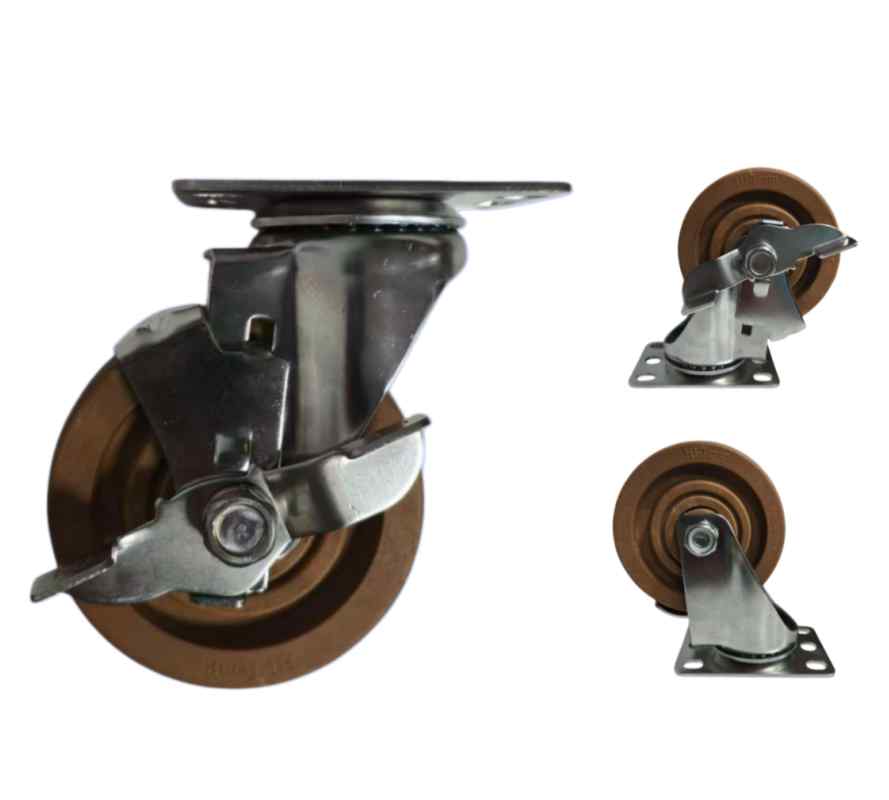 SUS304 High Temperature Casters With Brown wheels