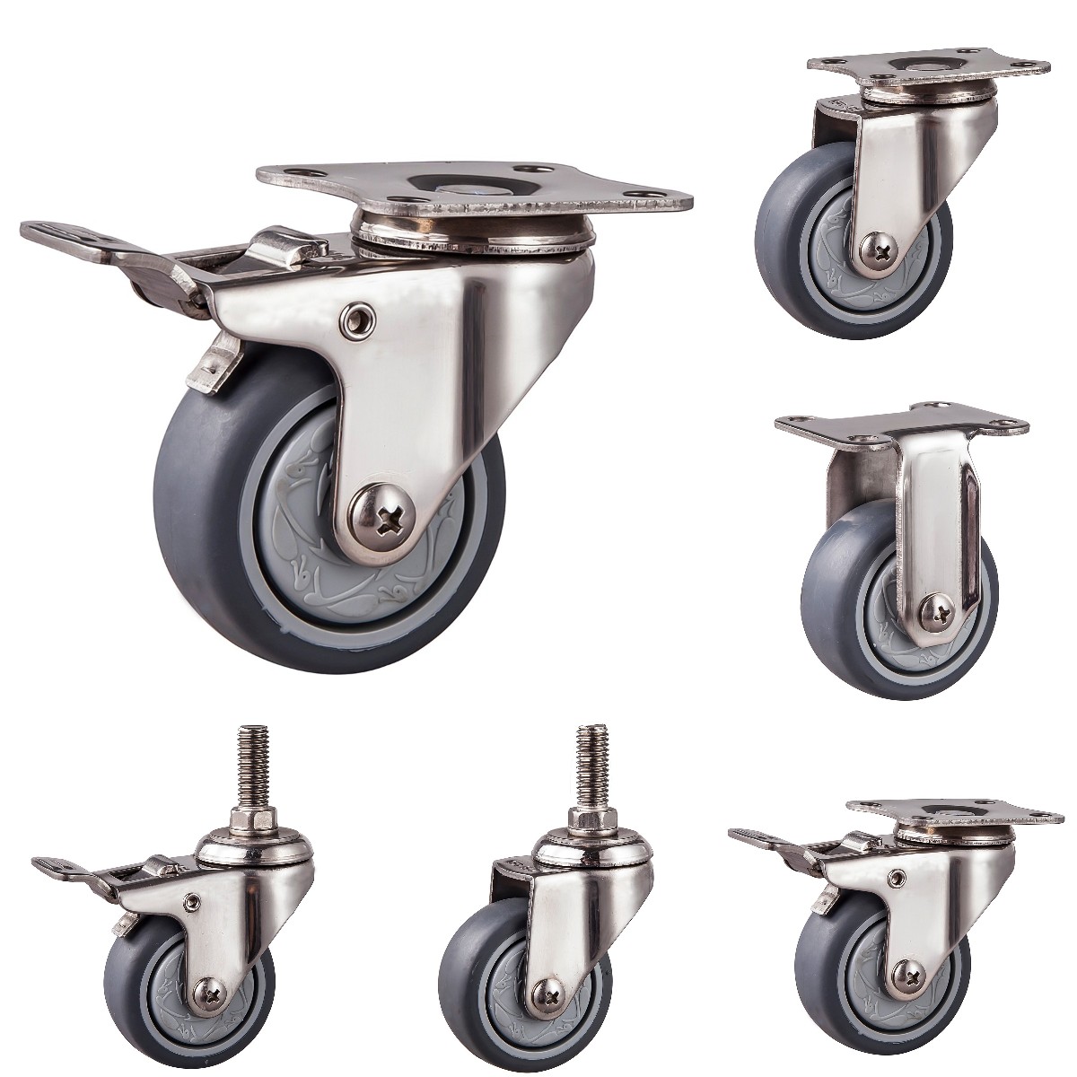 SUS304 Light Duty Casters TPR Wheels
